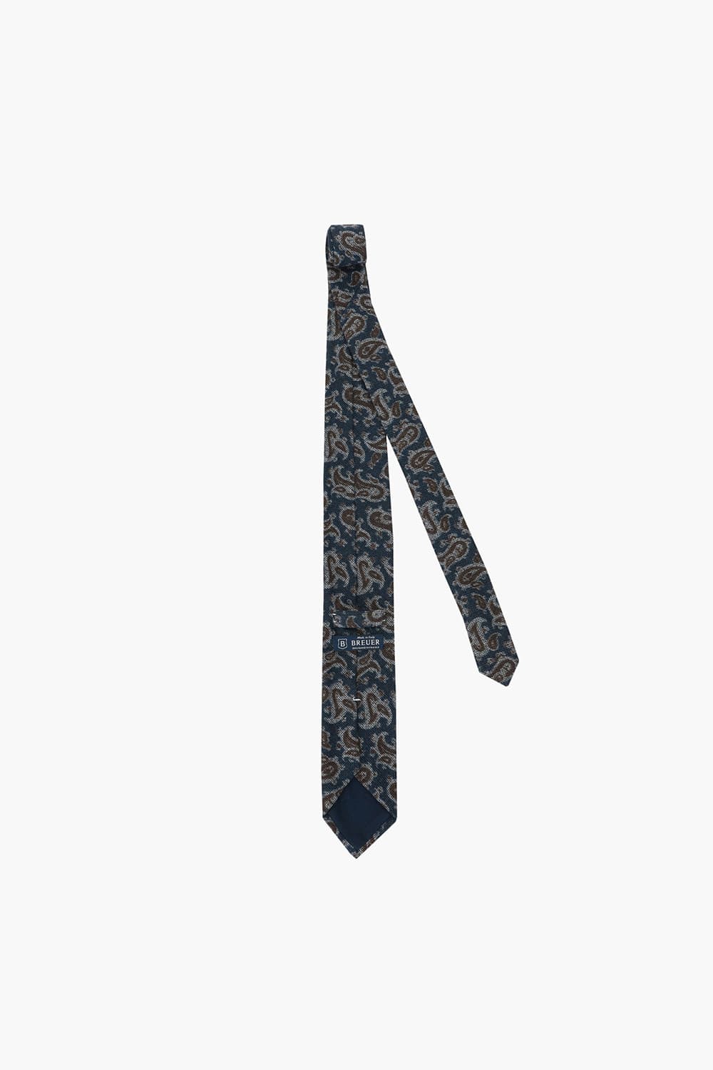 울 실크 혼방 기하학 패턴 107 다크네이비 넥타이