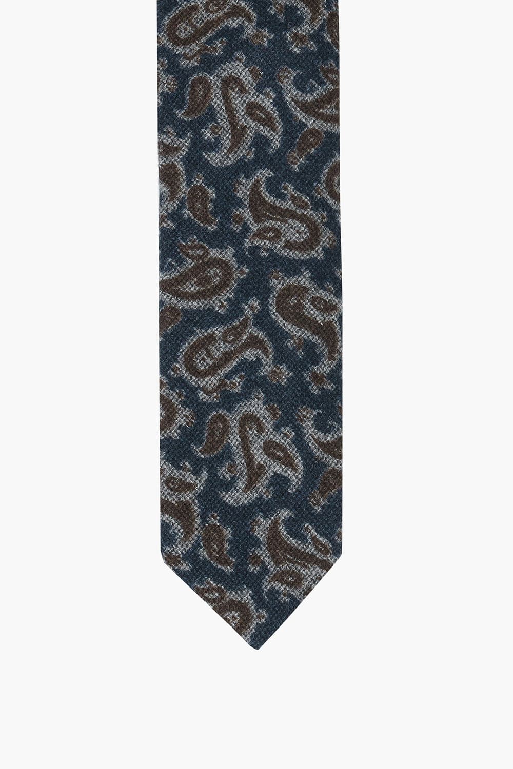 울 실크 혼방 기하학 패턴 107 다크네이비 넥타이
