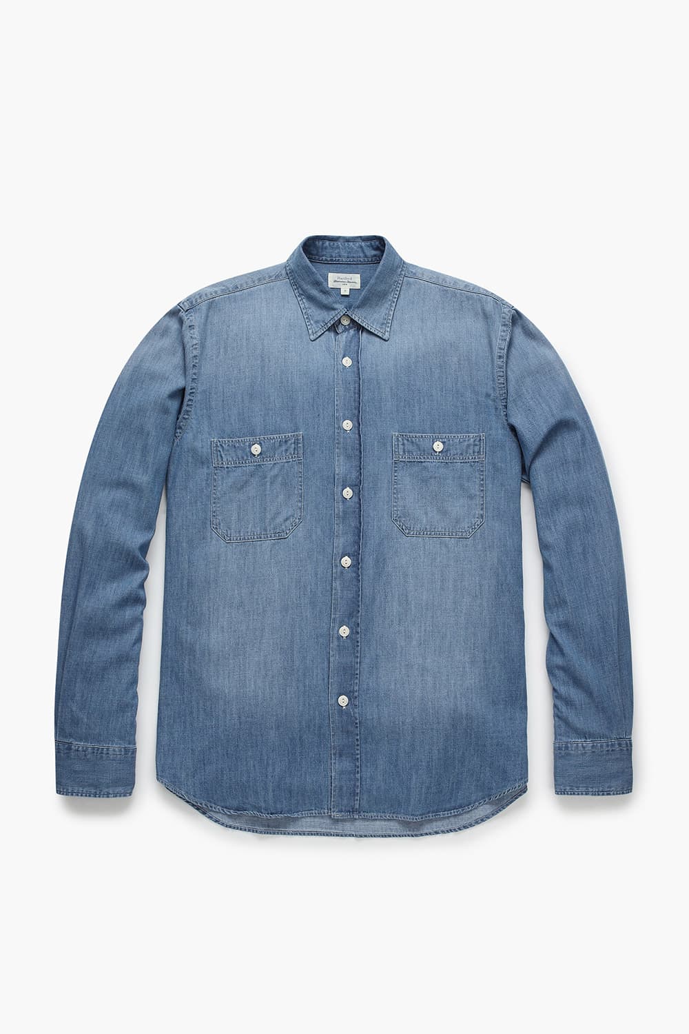 POCKET 중청 데님 버튼 다운 투 포켓 113 블루 셔츠