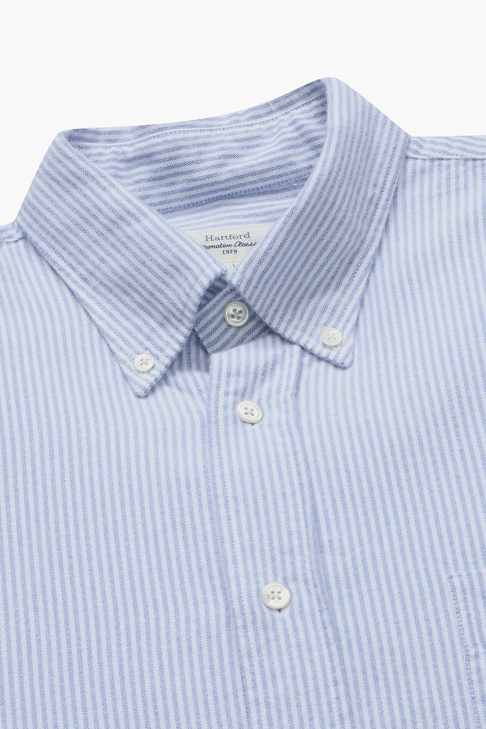 PITT 코튼 스트라이프 버튼 다운 카라 107 라이트블루 셔츠