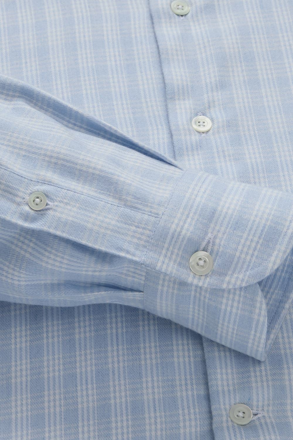 코튼 깅엄 체크 플란넬 307 블루 셔츠