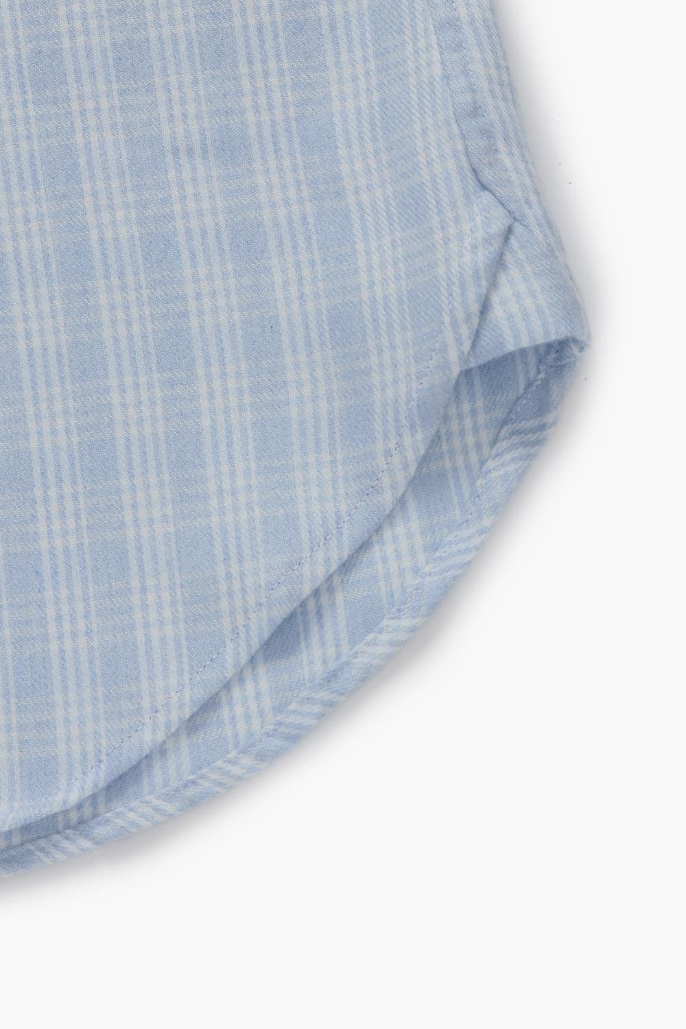 코튼 깅엄 체크 플란넬 307 블루 셔츠