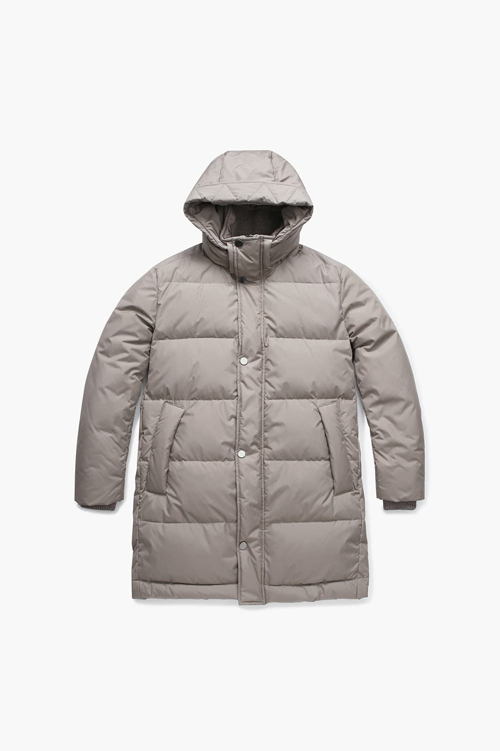 구스다운 후드 롱 라이트베이지 패딩 점퍼