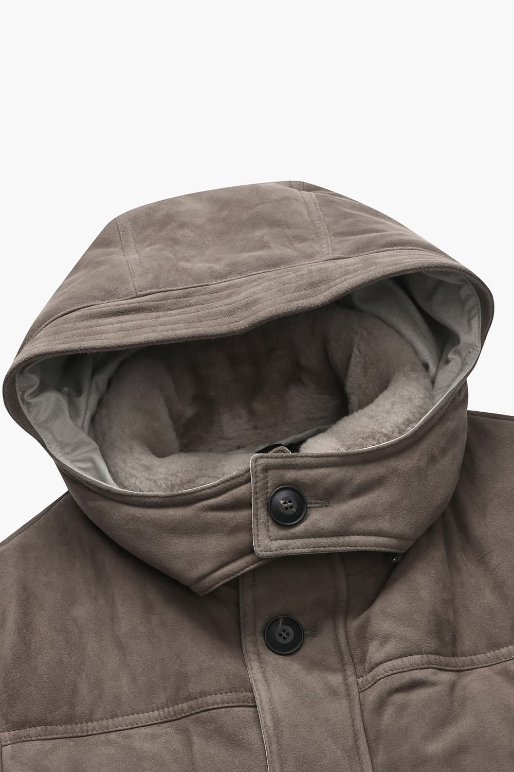 고트스킨 스웨이드 후드 롱 패딩 점퍼 75P118CAMOSCIO028