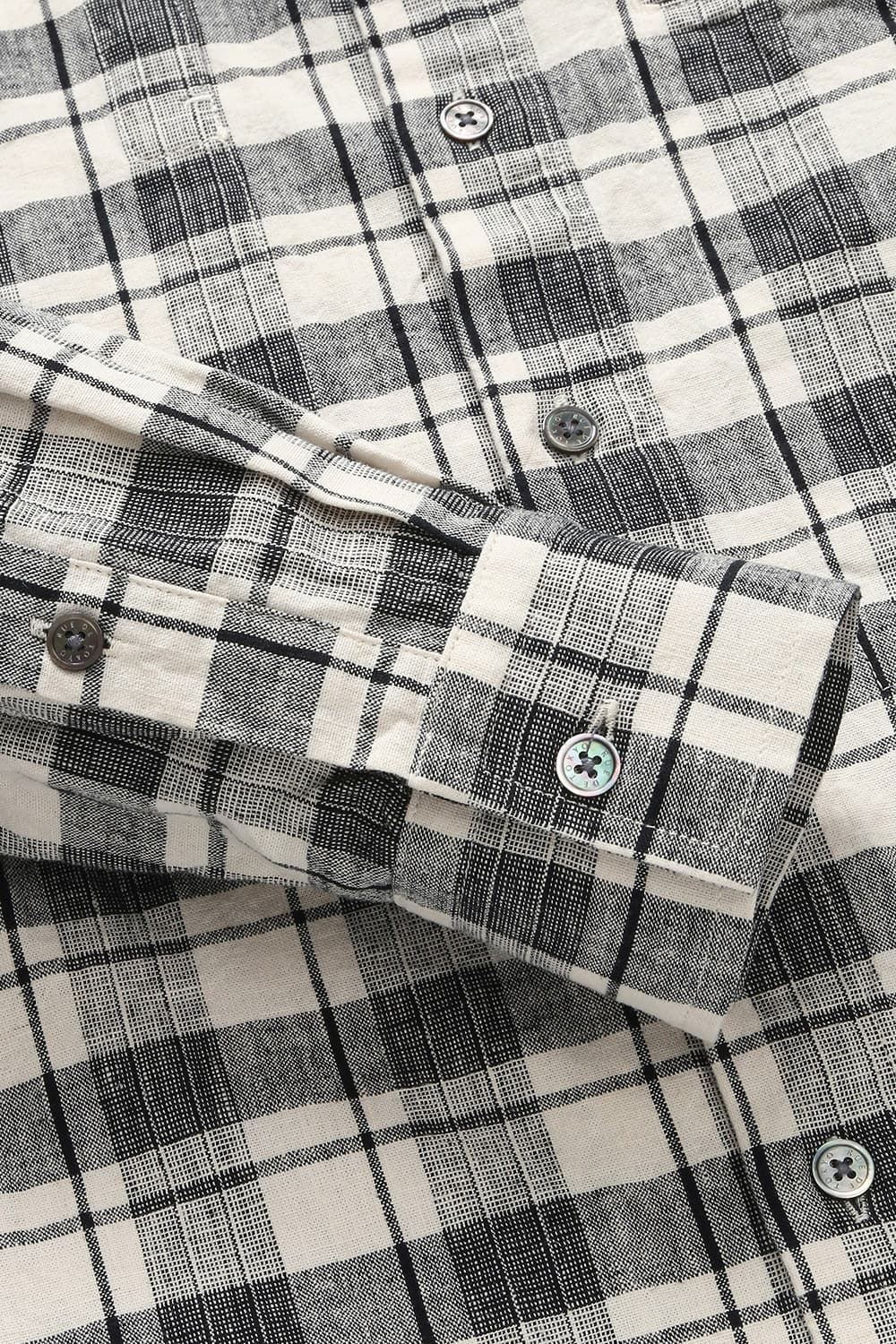 SYL 면 혼방 플란넬 체크 포켓 101 차콜그레이 셔츠