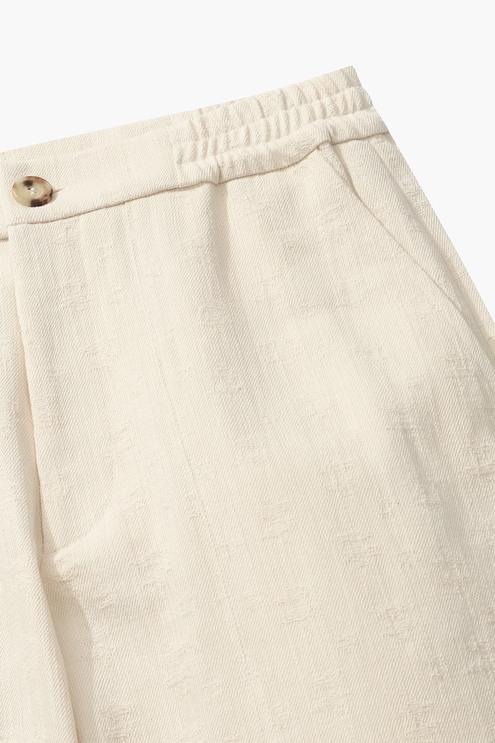 코튼 밴딩 와이드 102 아이보리 캐주얼 팬츠