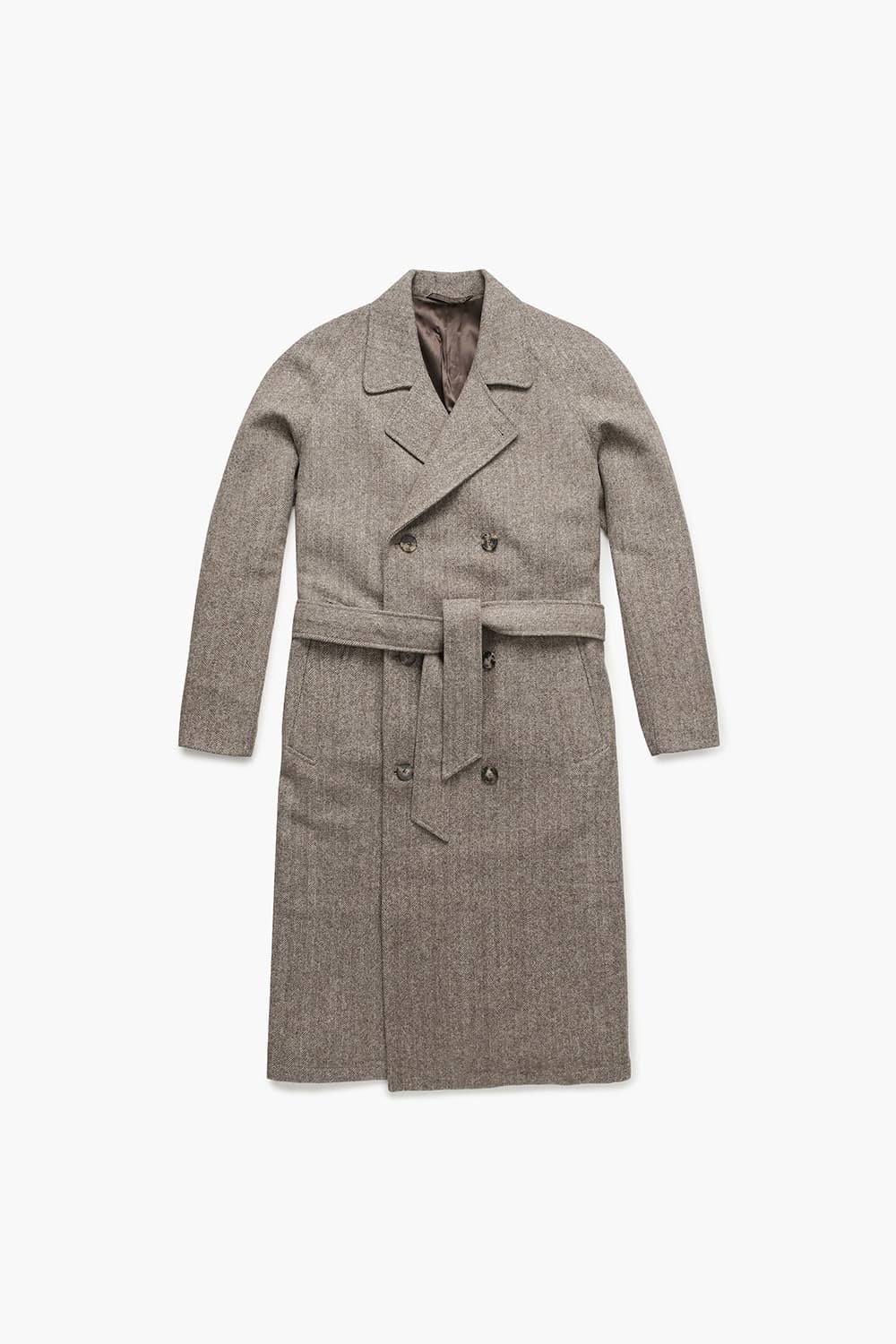 GRANDAD 울 레글런 벨트 101 브라운 롱 코트