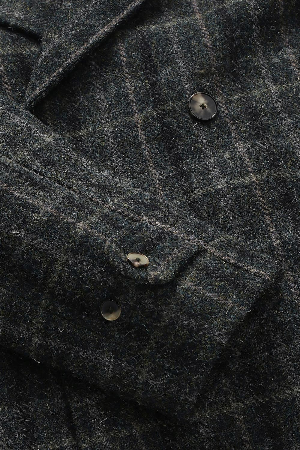 GRANDAD 울 체크 레글런 벨트 102 차콜그레이 롱 코트