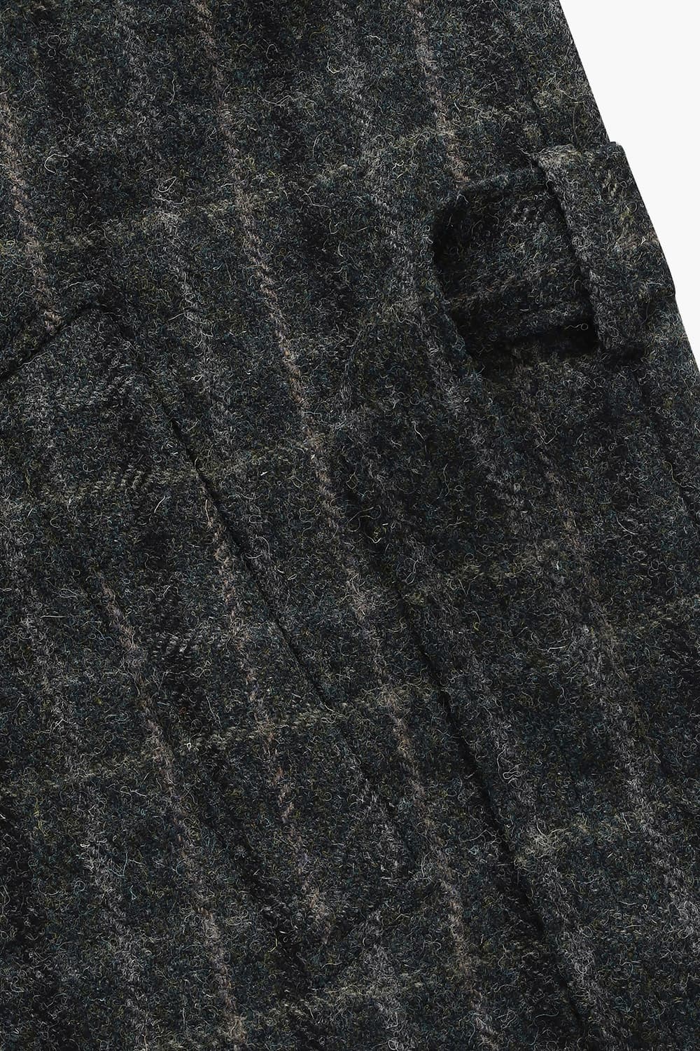 GRANDAD 울 체크 레글런 벨트 102 차콜그레이 롱 코트