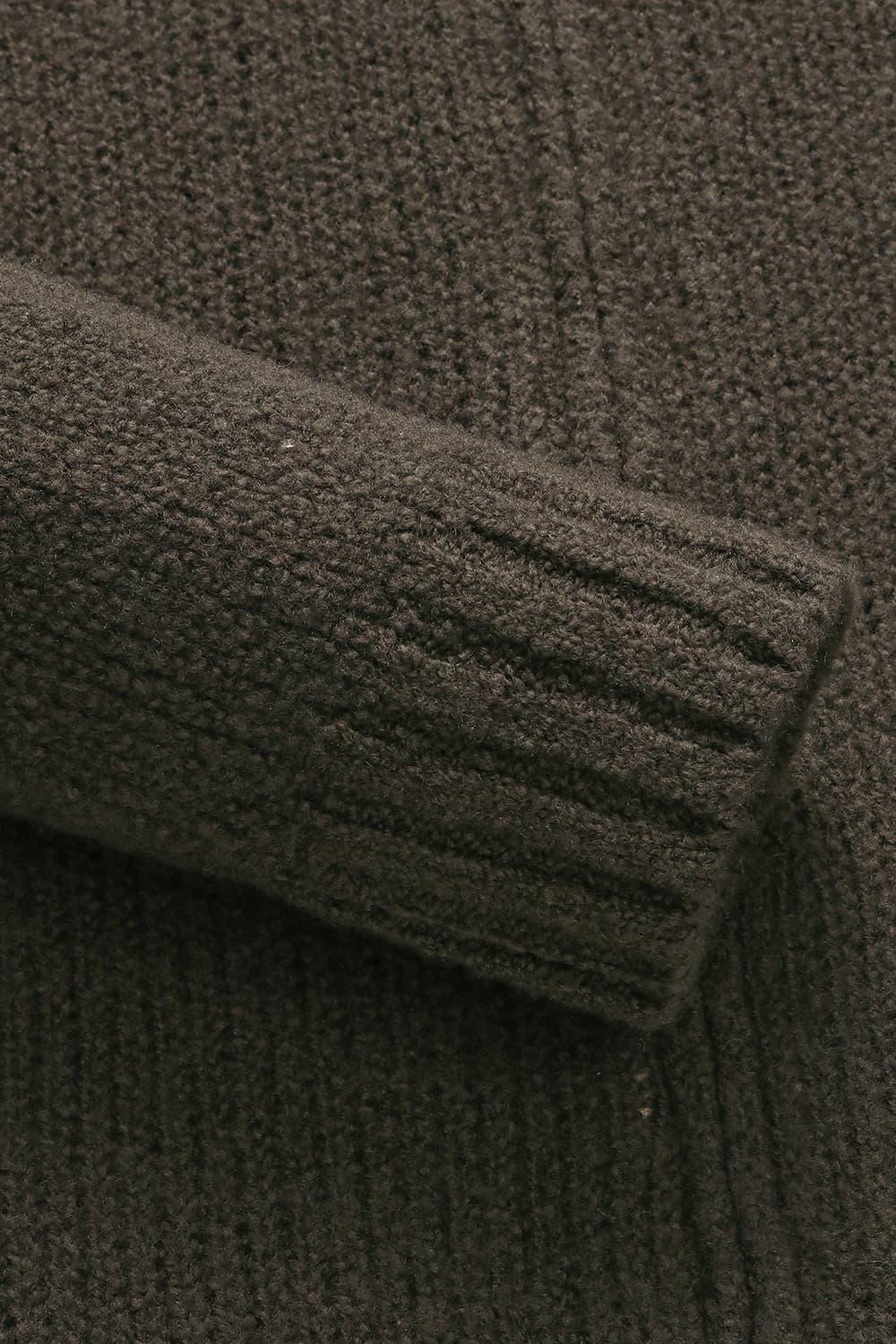 울 하프 집업 101 카키브라운 긴소매 니트