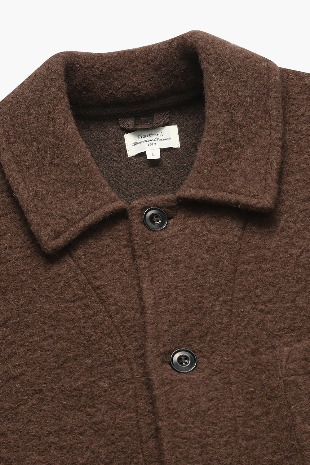 SERVICE 울 혼방 셔츠형 112 레드브라운 하프 코트