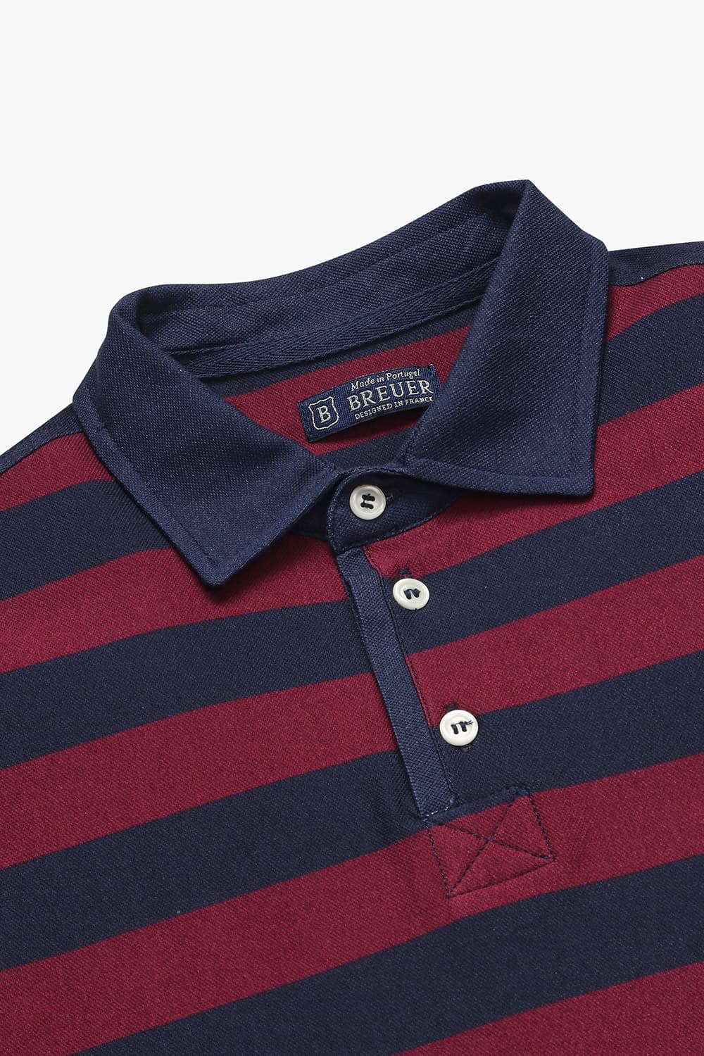 코튼 스트라이프 폴로 103 레드 긴소매 티셔츠