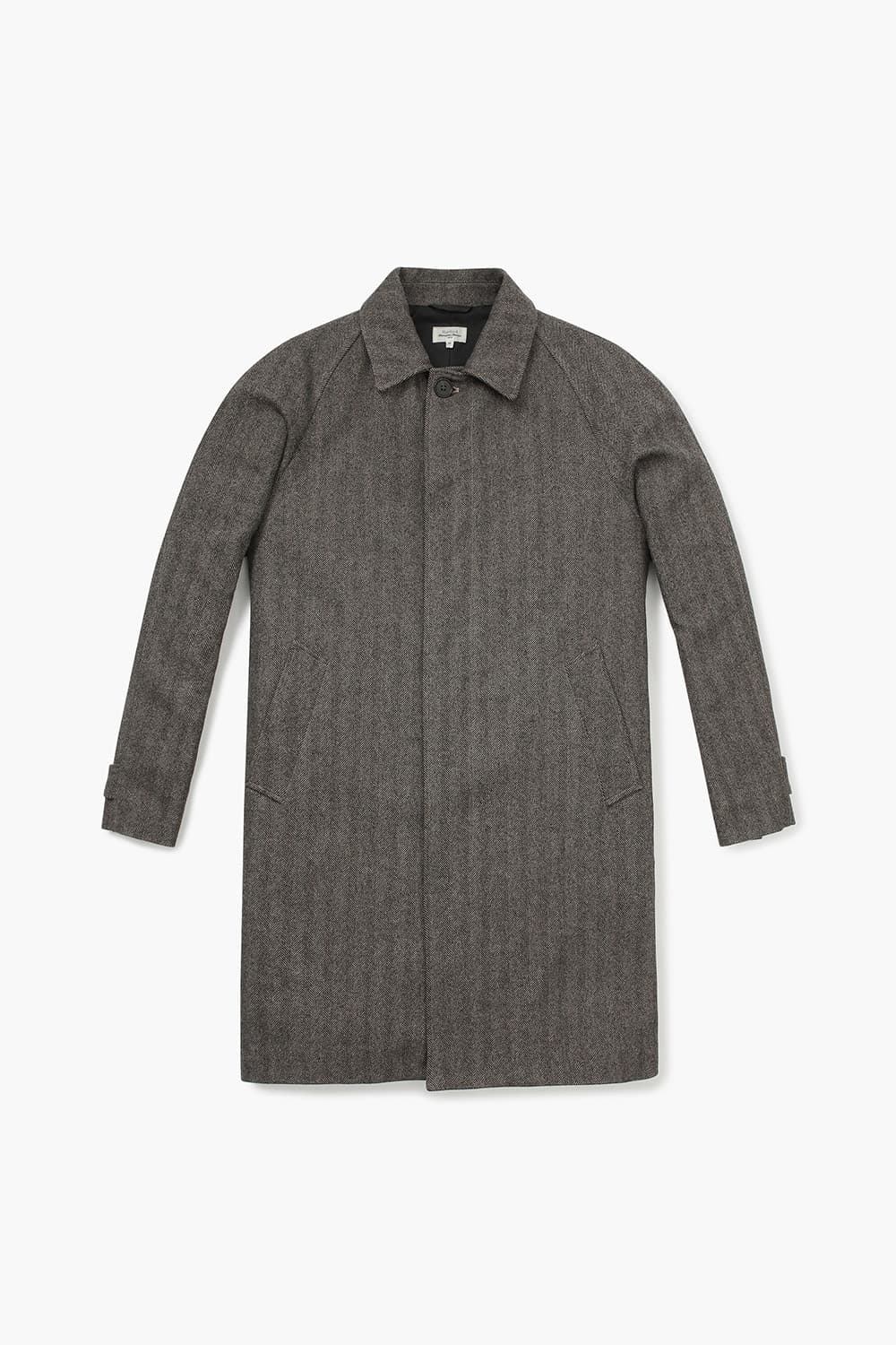 CALVIN 울 혼방 레글런 발마칸 102 다크브라운 롱 코트