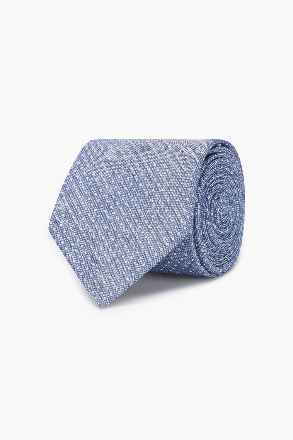 린넨 혼방 깅엄 체크 706 라이트블루 넥타이