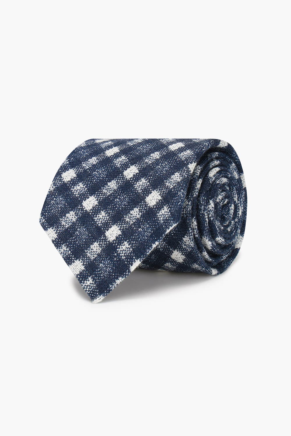 린넨 깅엄 체크 204 다크네이비 넥타이
