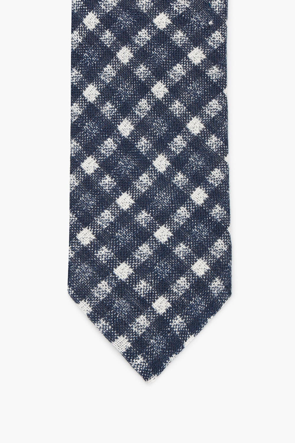 린넨 깅엄 체크 204 다크네이비 넥타이