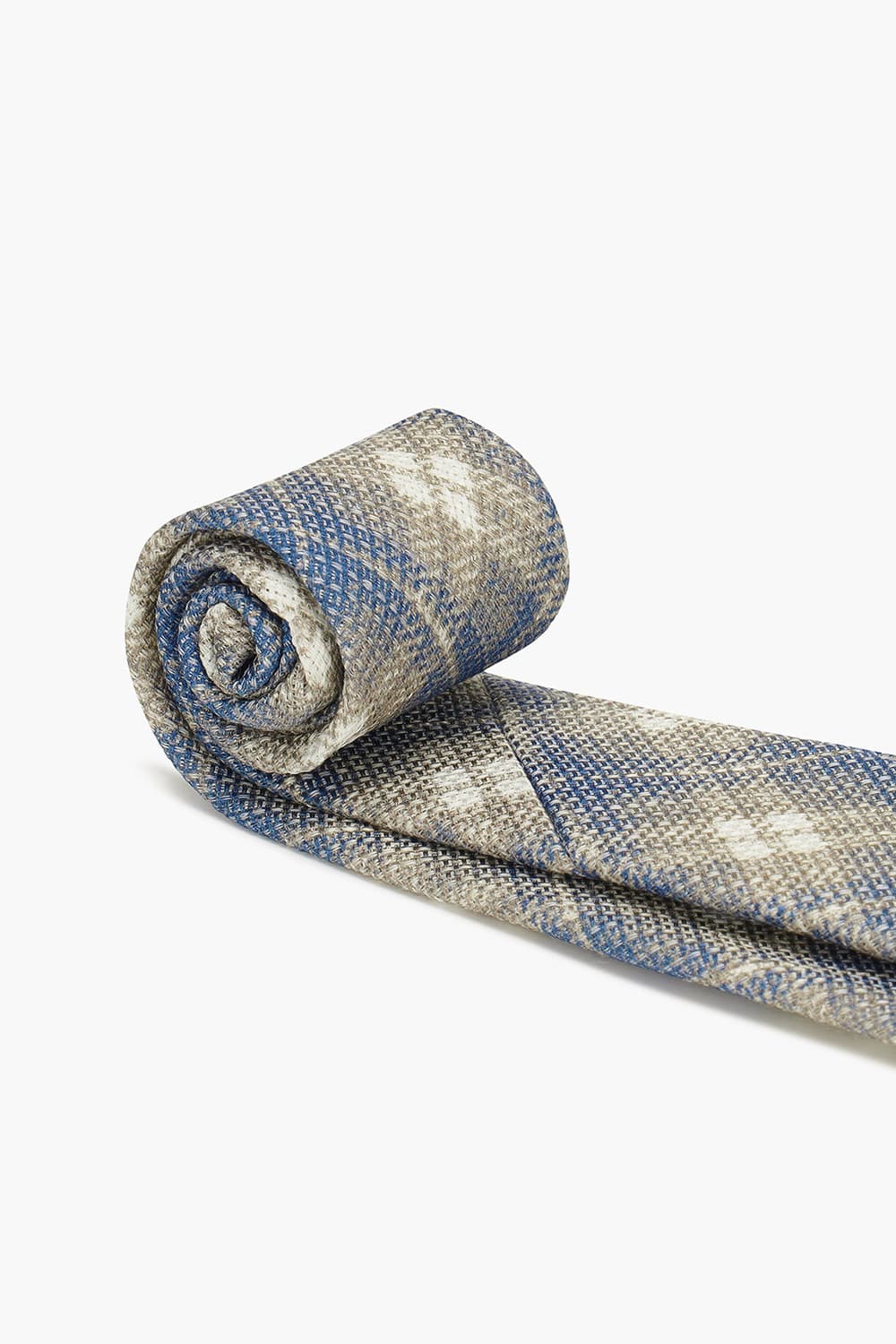 린넨 혼방 옴브레 체크 넥타이