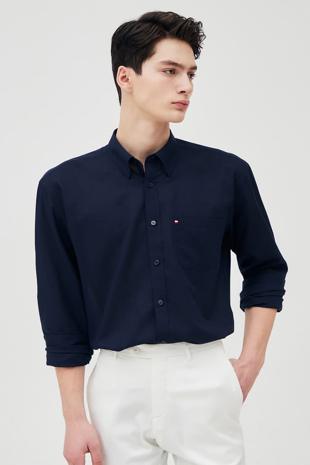 린넨 트리콜로르 955 뉴 캐주얼 핏 셔츠 네이비 SE5SM22LS955SNY