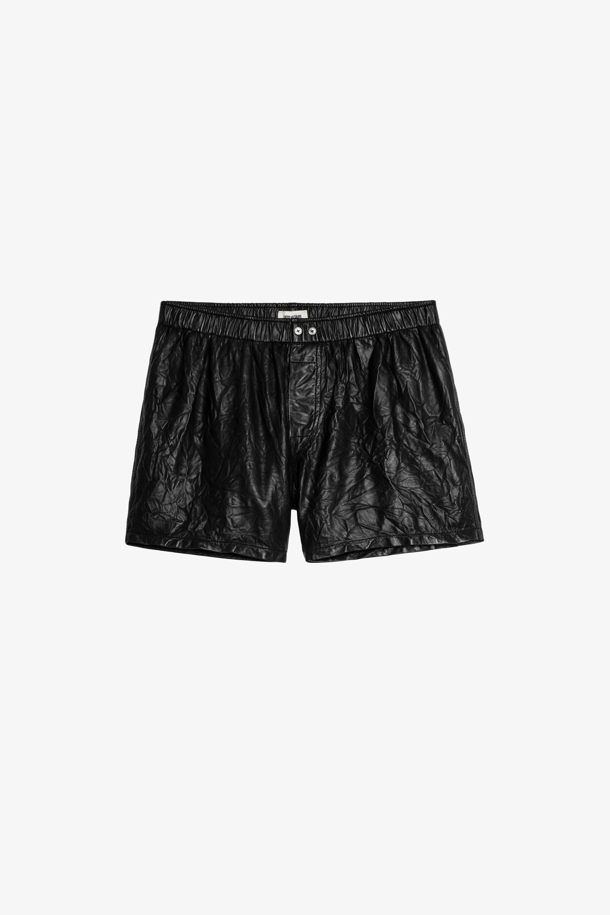 Pax Crinkled Leather Shorts