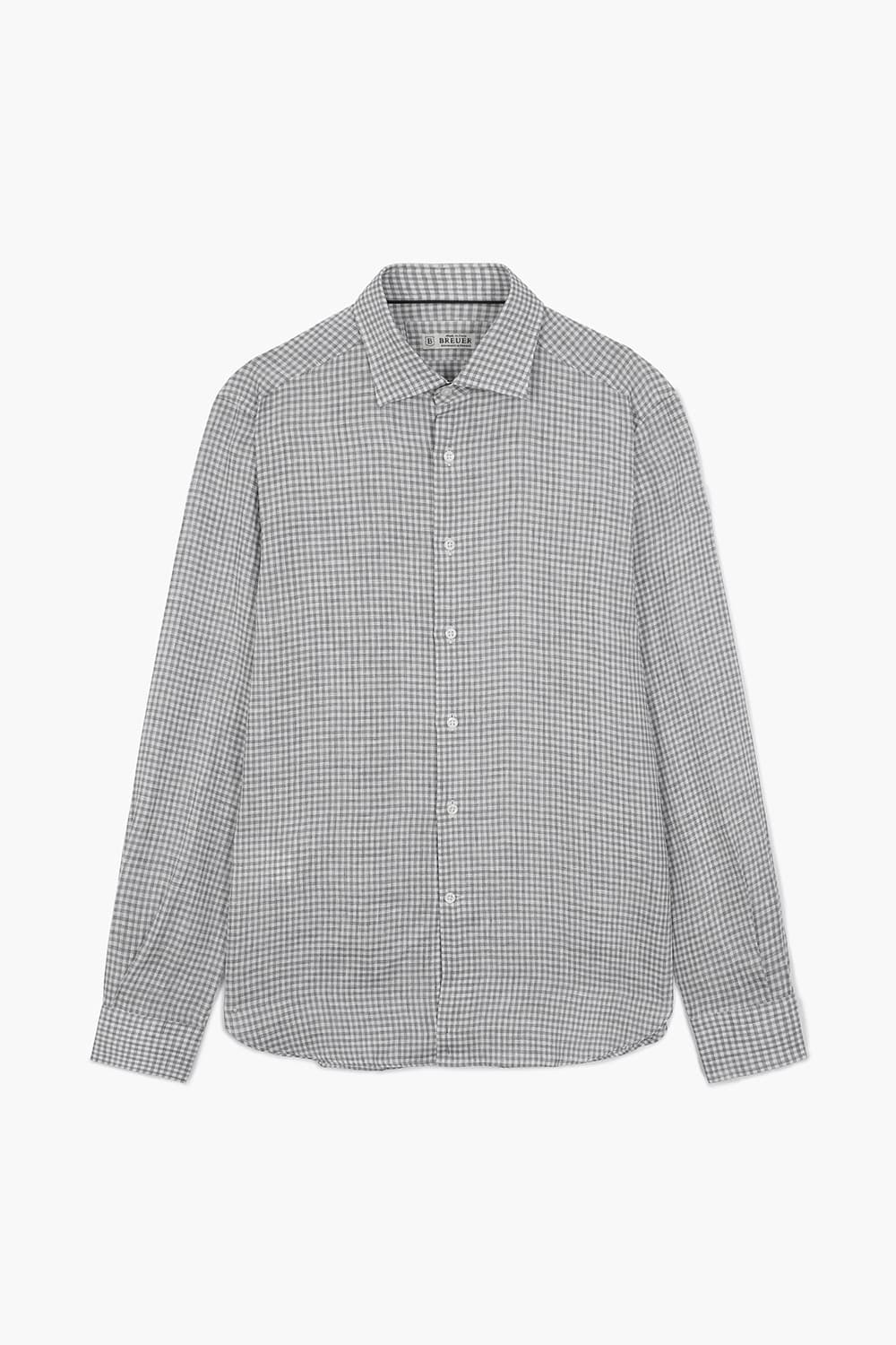 코튼 깅엄 체크 그레이 셔츠