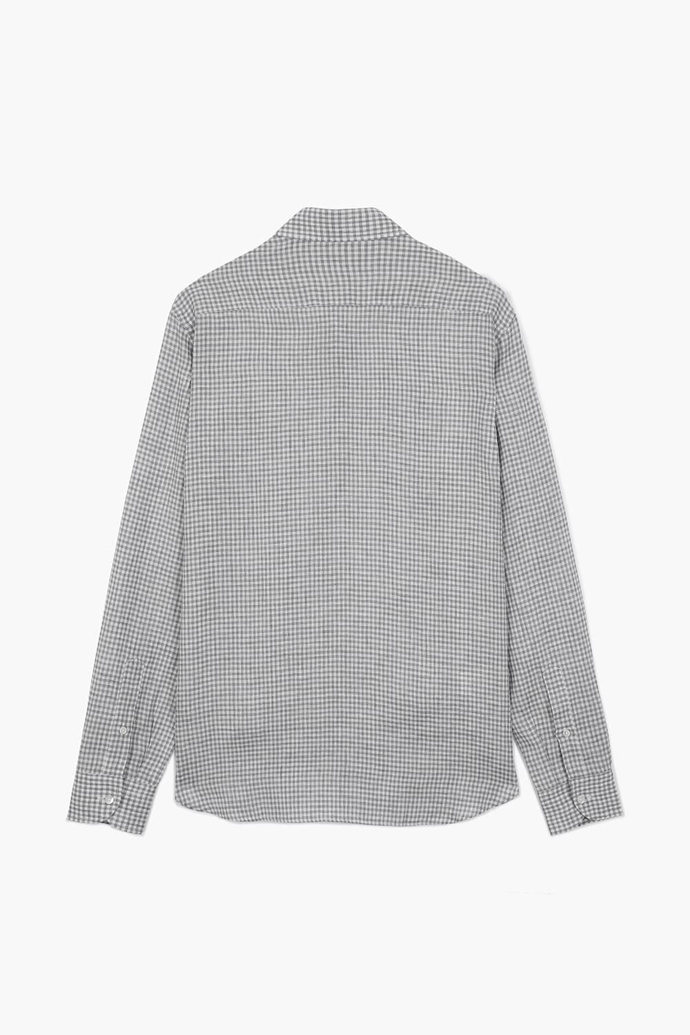 코튼 깅엄 체크 그레이 셔츠