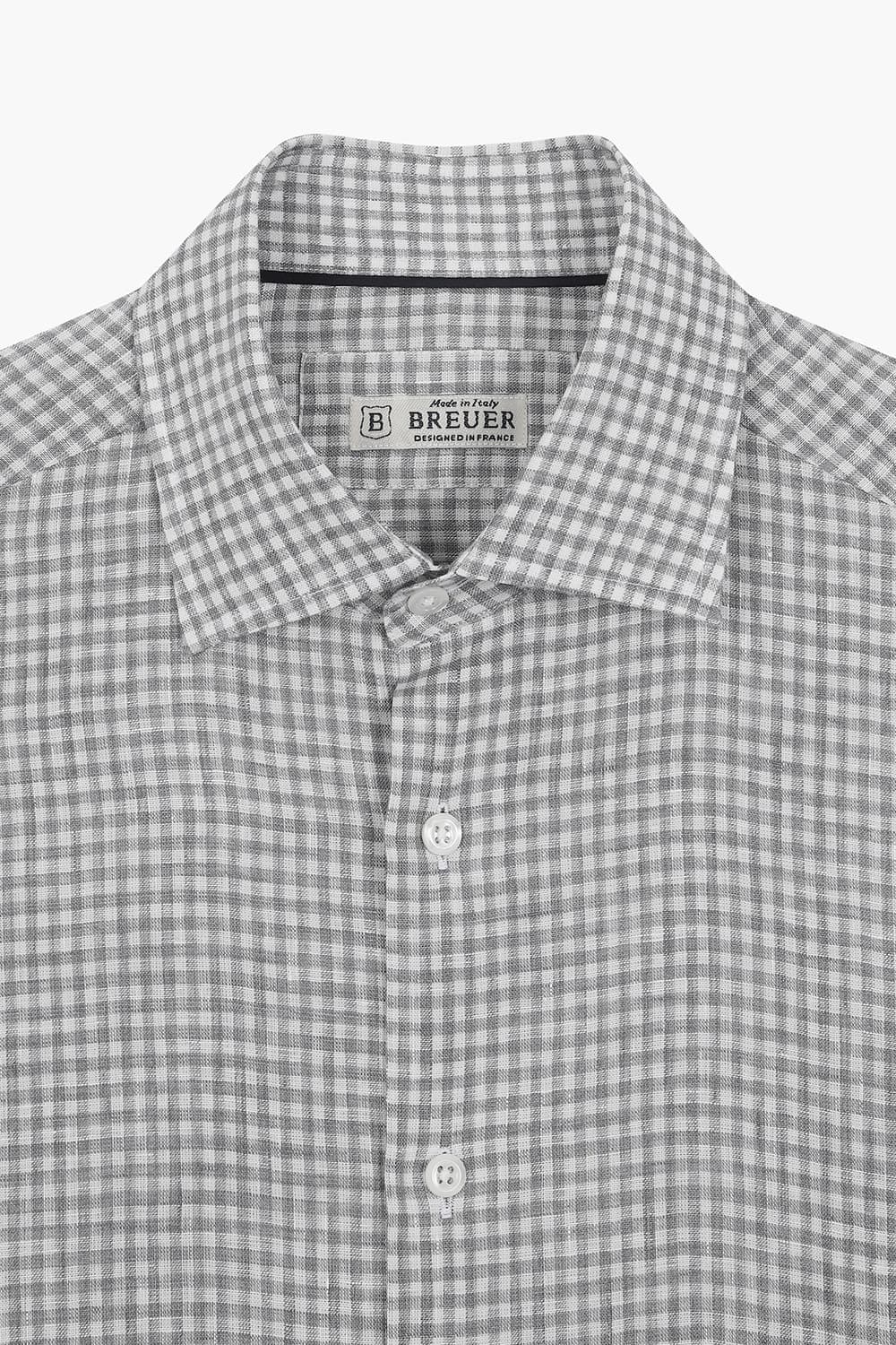 코튼 깅엄 체크 그레이 셔츠