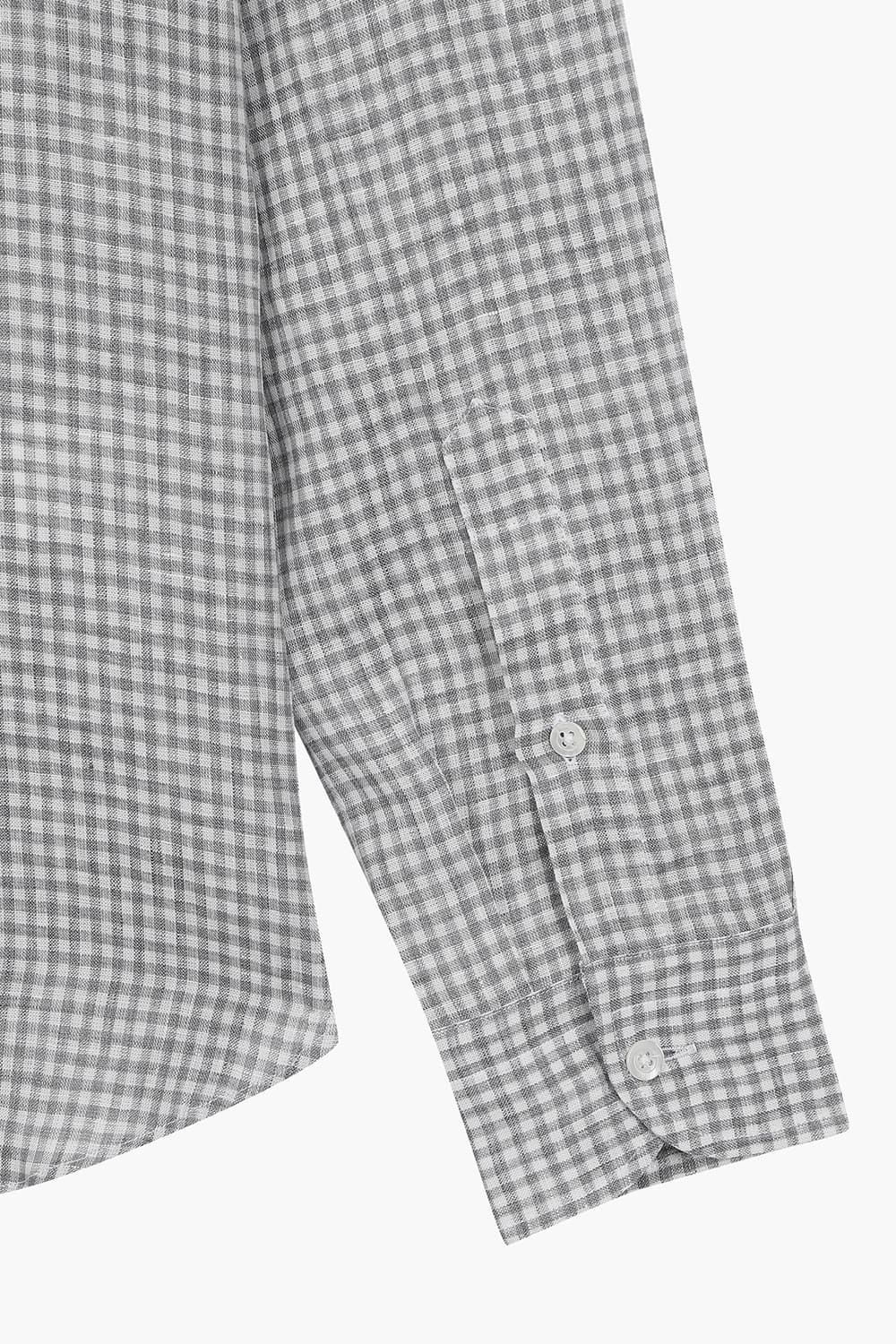 코튼 깅엄 체크 그레이 셔츠