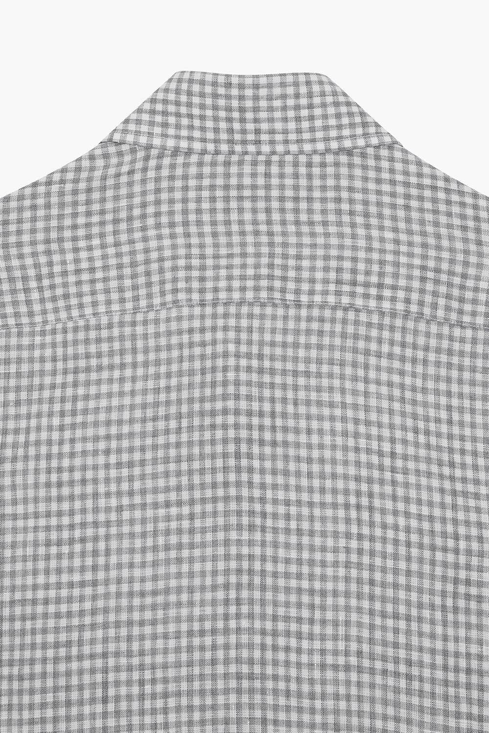 코튼 깅엄 체크 그레이 셔츠