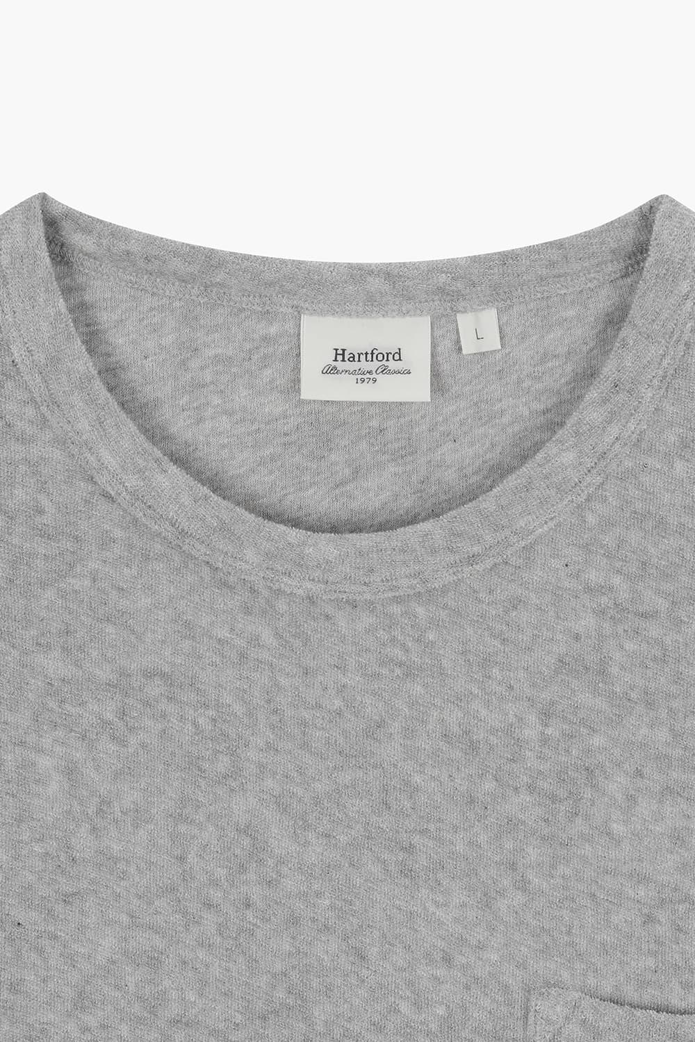 BOUCLETTE 코튼 포켓 크루넥 508 라이트그레이 반소매 티셔츠