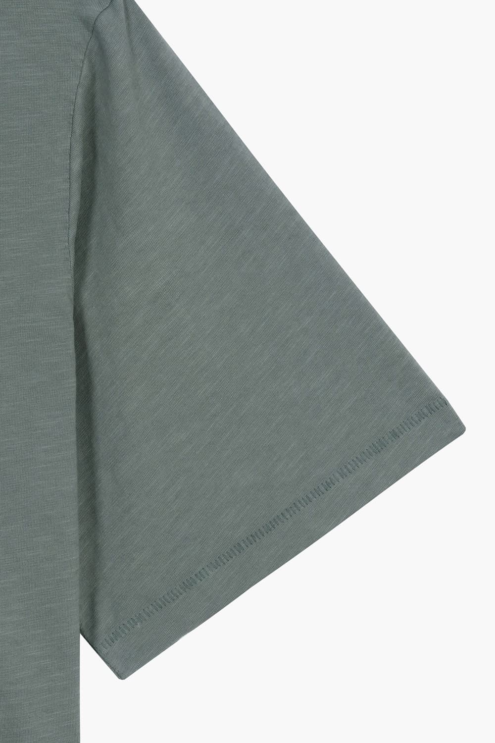 코튼 포켓 크루넥 501 카키 반소매 티셔츠