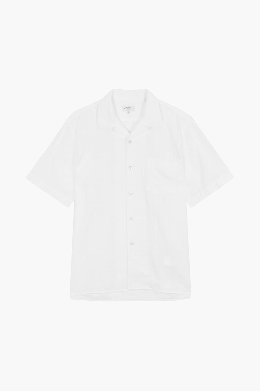 코튼 포켓 테일러드 카라 509 화이트 반소매 셔츠