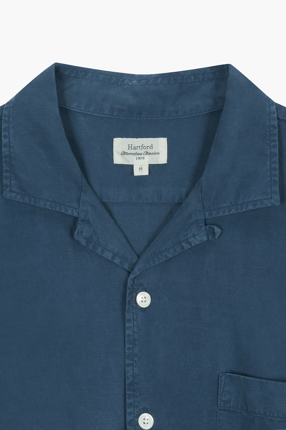 면 혼방 포켓 테일러드 카라 506 네이비 반소매 셔츠