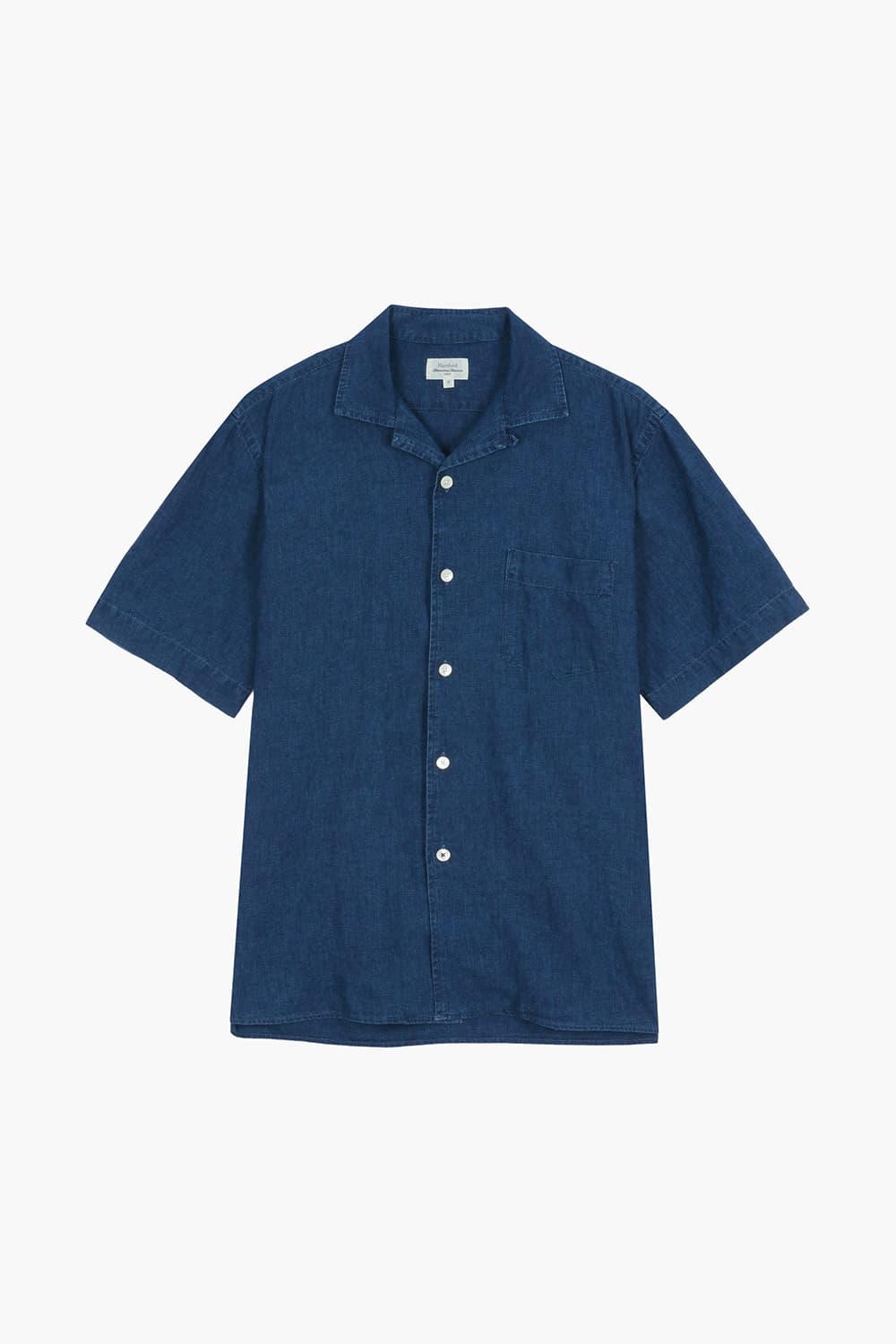 데님 포켓 테일러드 카라 501 네이비 반소매 셔츠