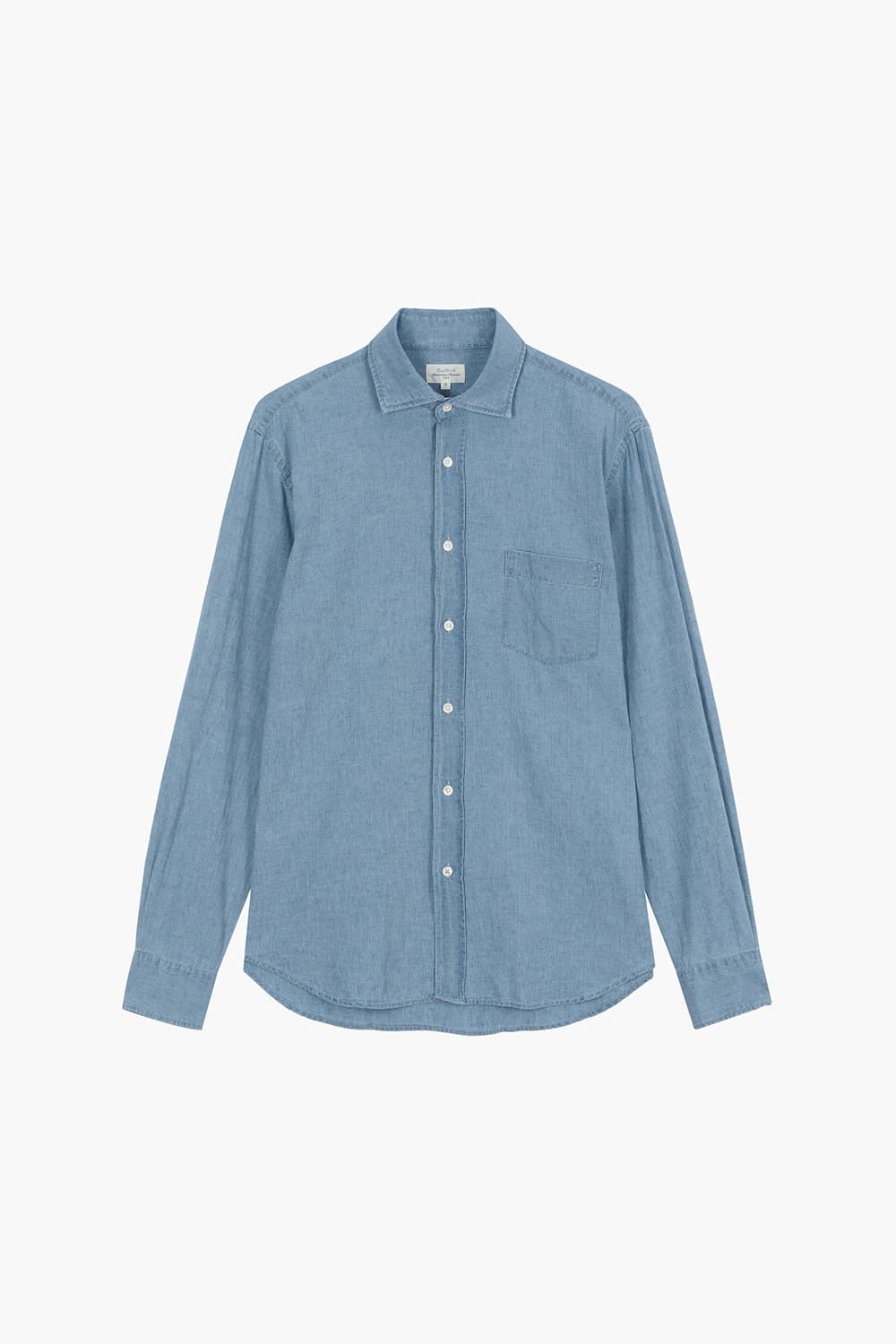 린넨 혼방 포켓 블루 셔츠