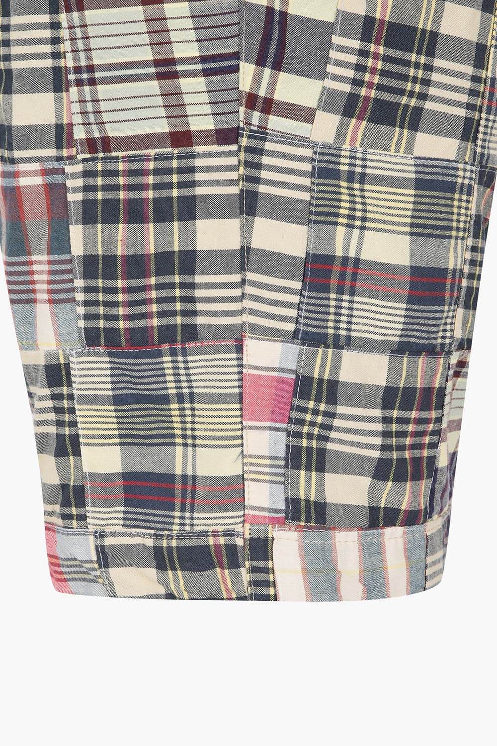 BYRON 코튼 타탄 체크 패치워크 501 네이비 쇼츠