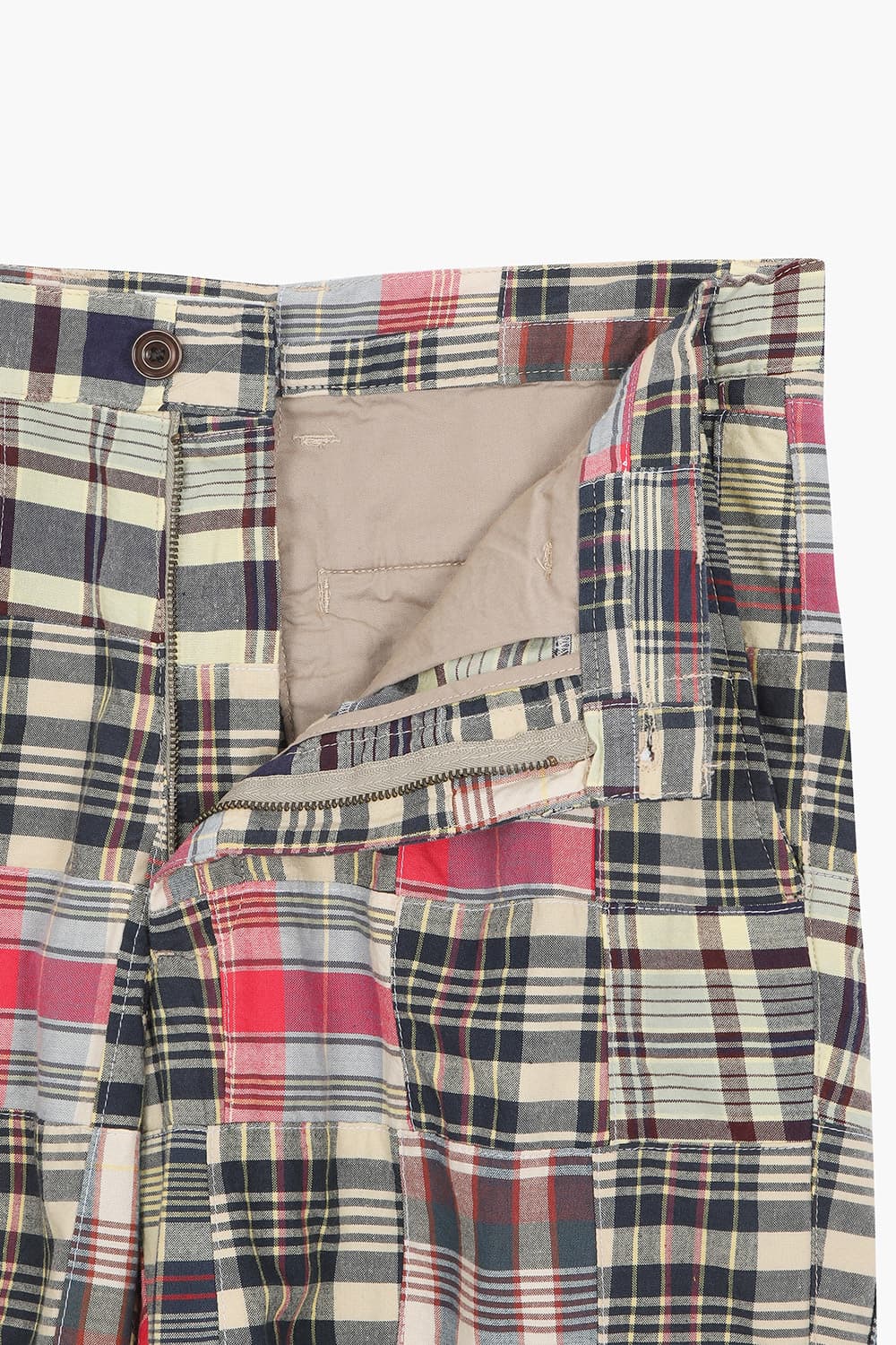 BYRON 코튼 타탄 체크 패치워크 501 네이비 쇼츠