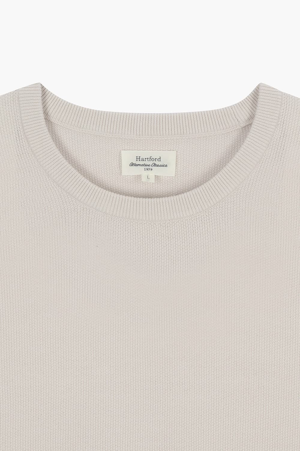 PIQUE 코튼 크루넥 106 라이트베이지 긴소매 니트