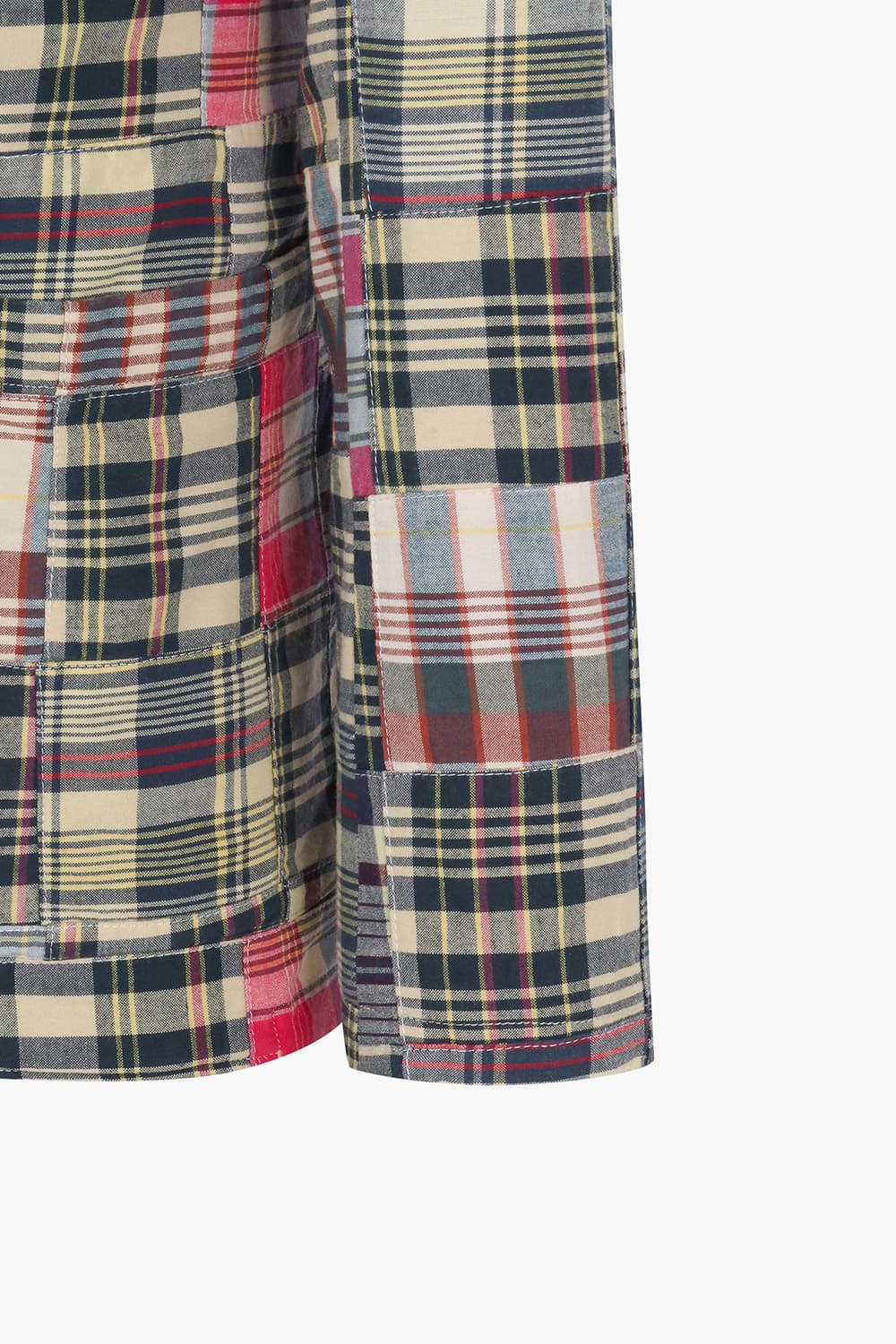 JON 코튼 타탄 체크 패치워크 103 네이비 테일러드 자켓