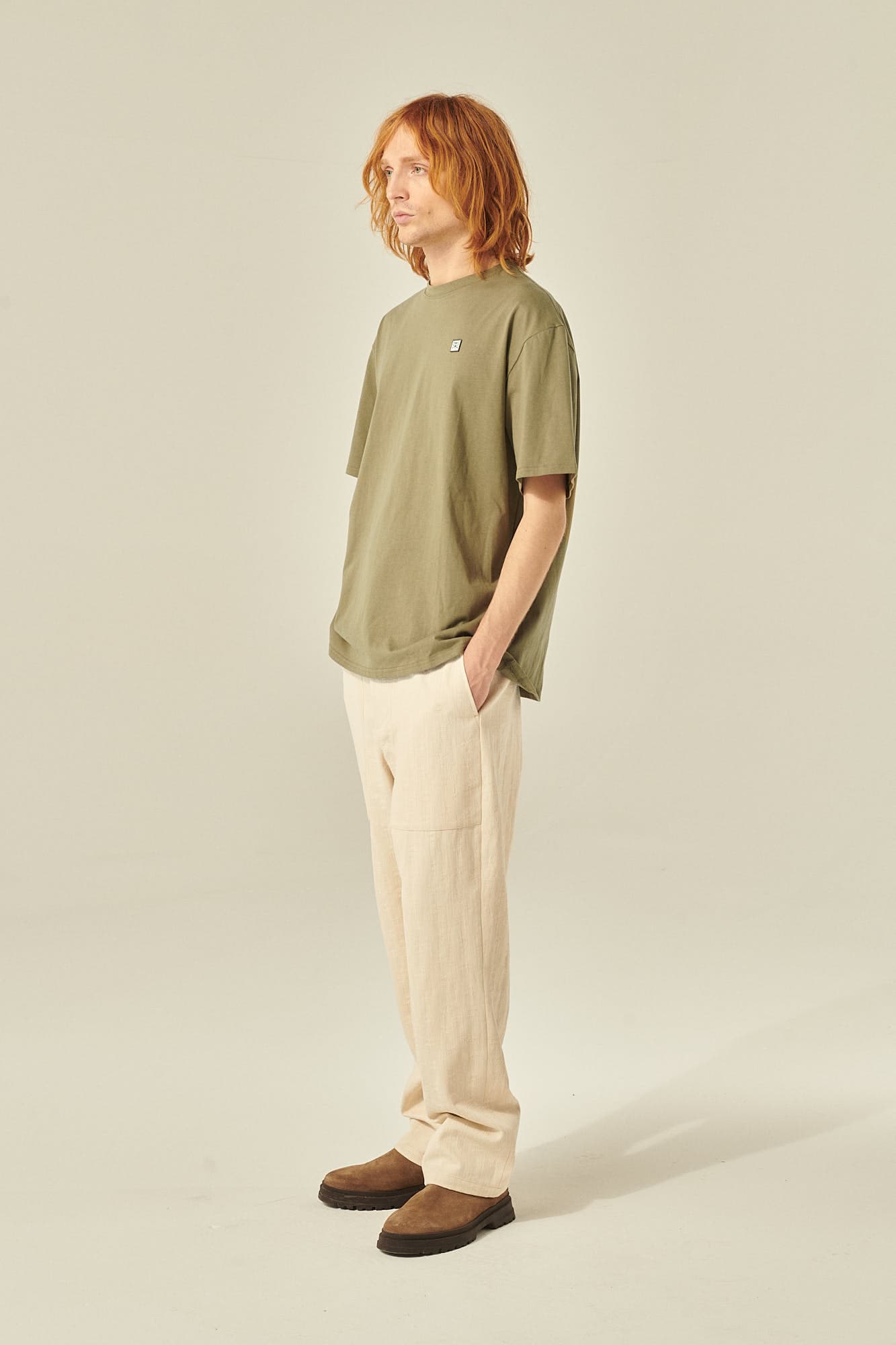 코튼 밴딩 와이드 102 아이보리 캐주얼 팬츠