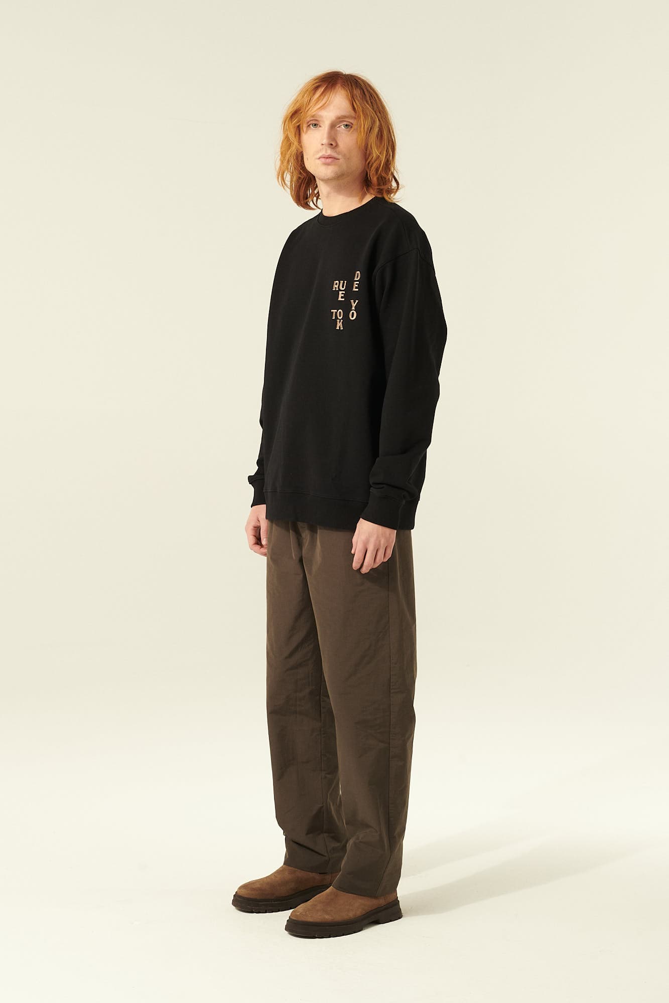 TRU 코튼 스웻 101 블랙 긴소매 티셔츠