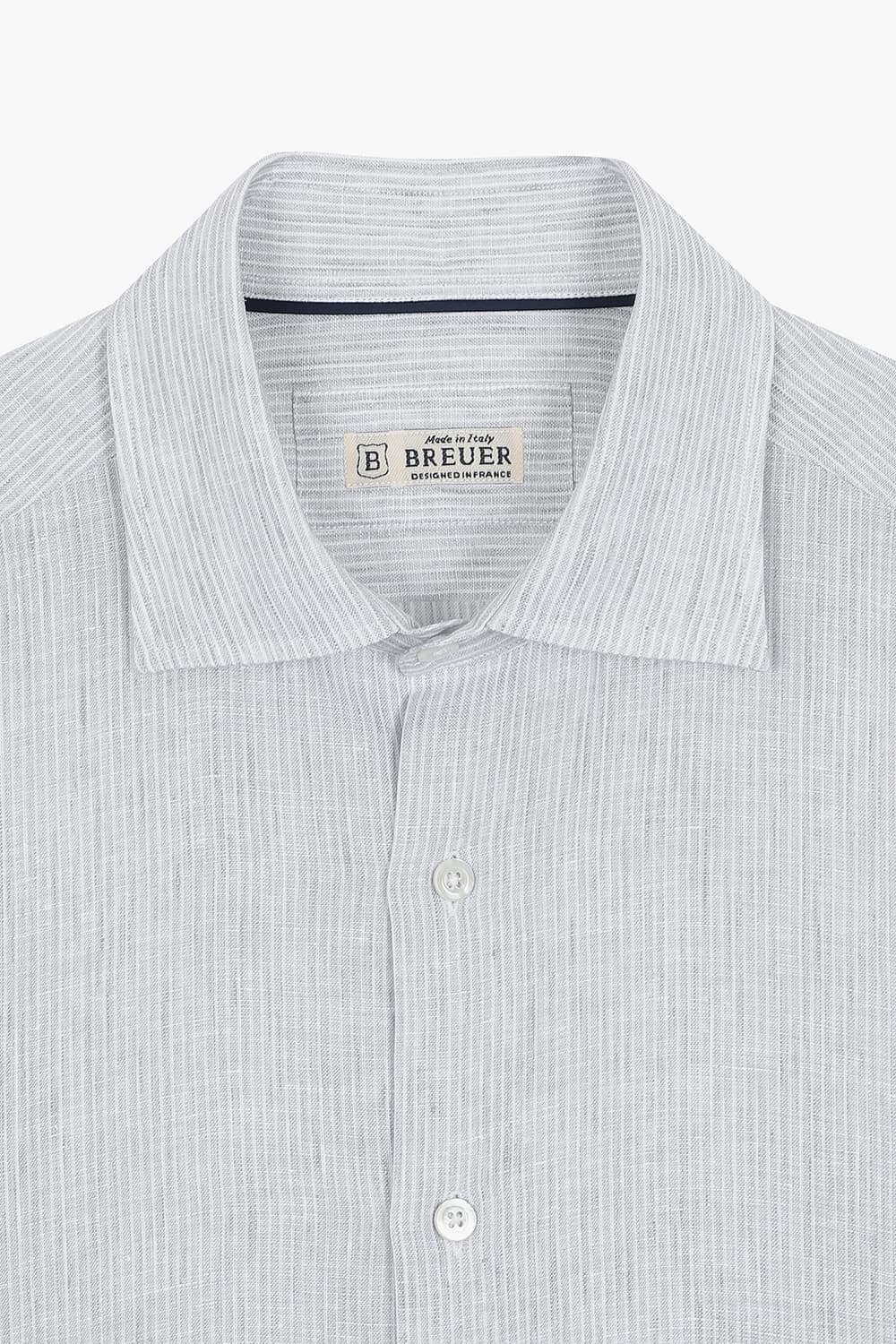 BEAULIEU 린넨 스트라이프 314 라이트그레이 셔츠