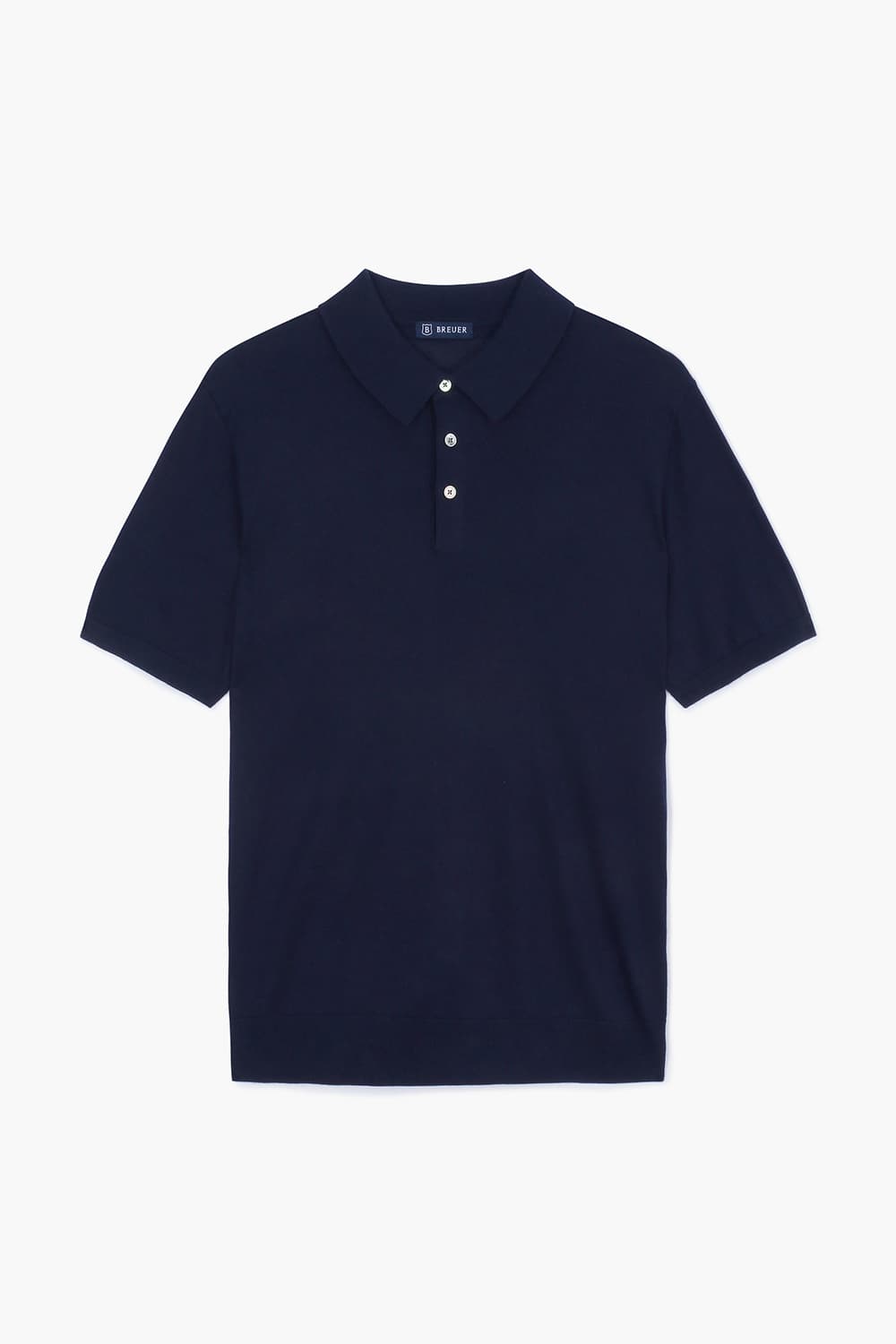 실크 혼방 폴로 505 다크네이비 반소매 니트