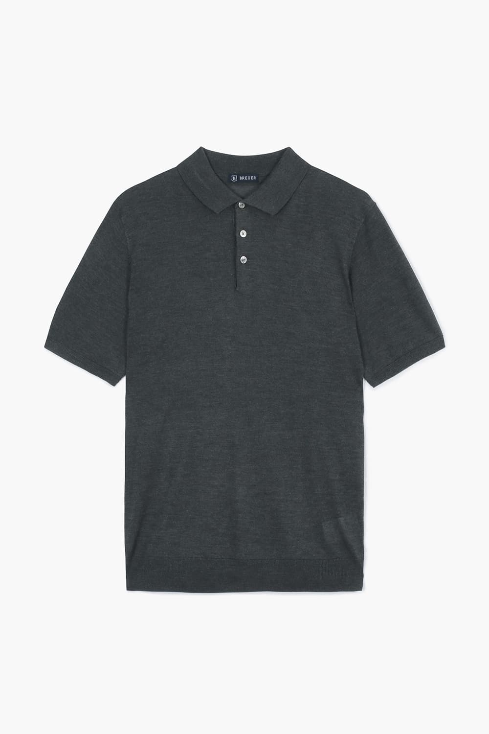 캐시미어 혼방 폴로 504 차콜그레이 반소매 니트