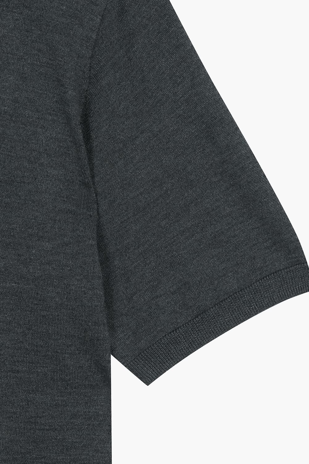 캐시미어 혼방 폴로 504 차콜그레이 반소매 니트