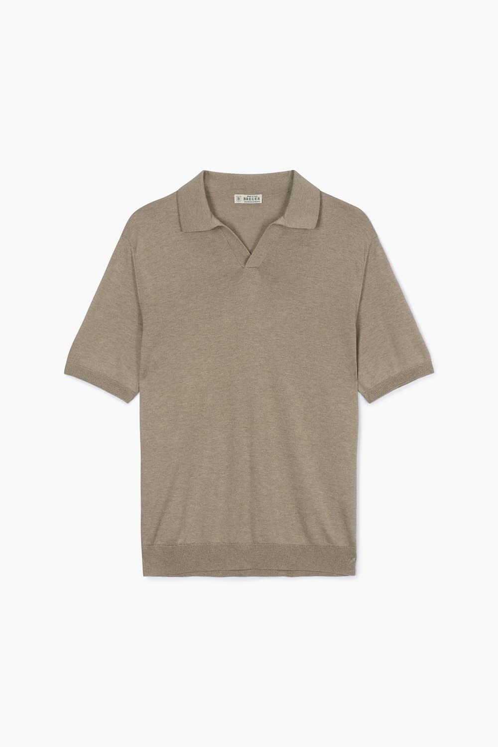 MC 실크 혼방 카라넥 503 라이트브라운 반소매 니트