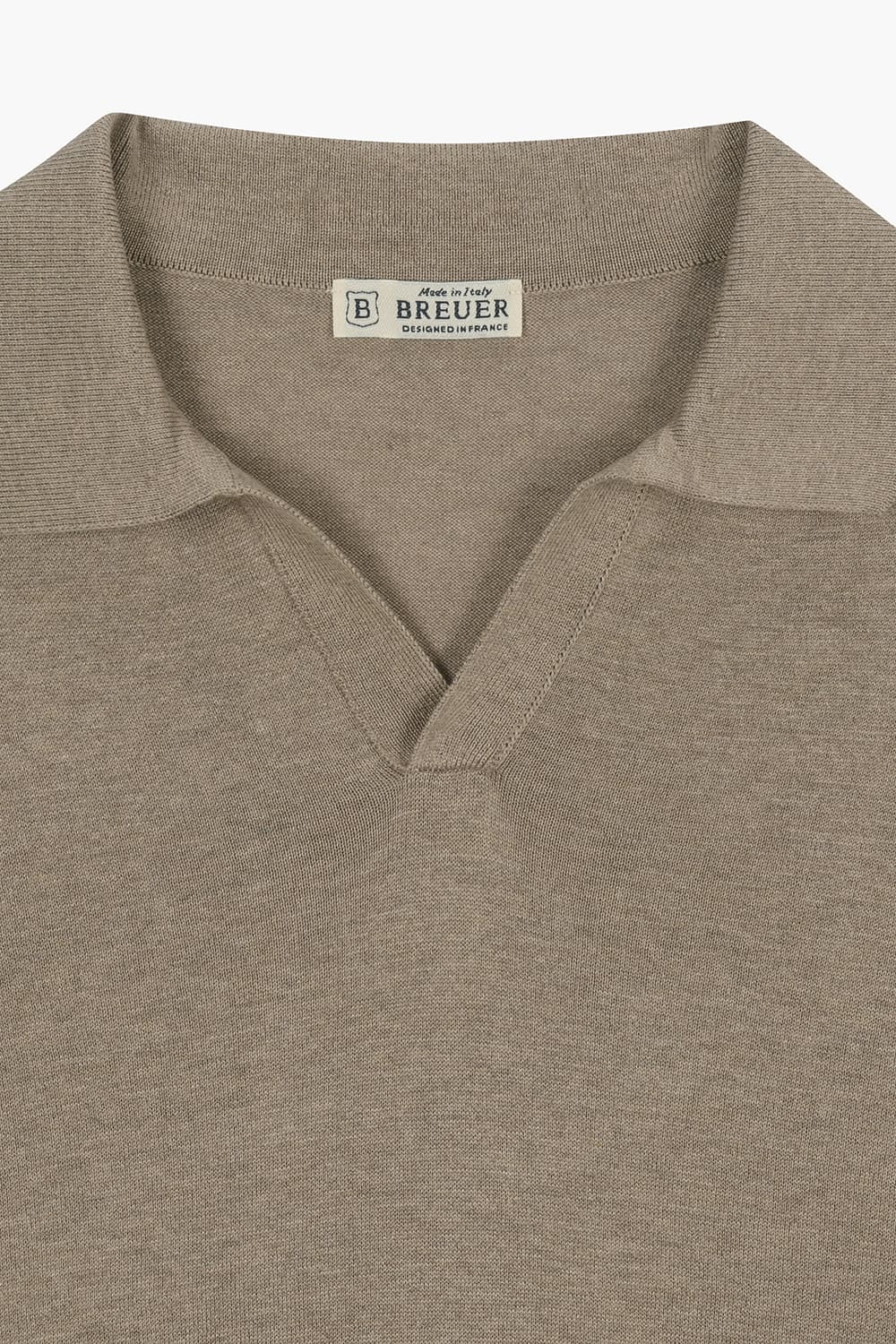 MC 실크 혼방 카라넥 503 라이트브라운 반소매 니트