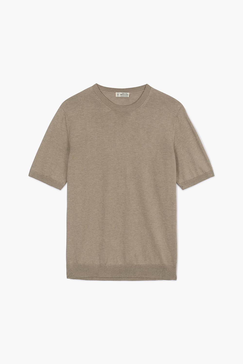 MC 실크 혼방 크루넥 502 라이트브라운 반소매 니트