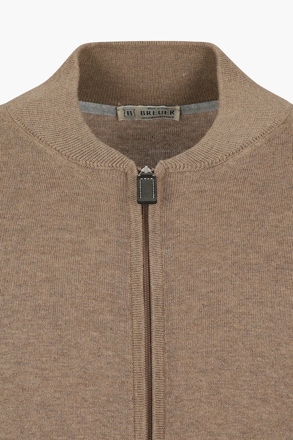 코튼 헨리넥 니트 브라운 집업