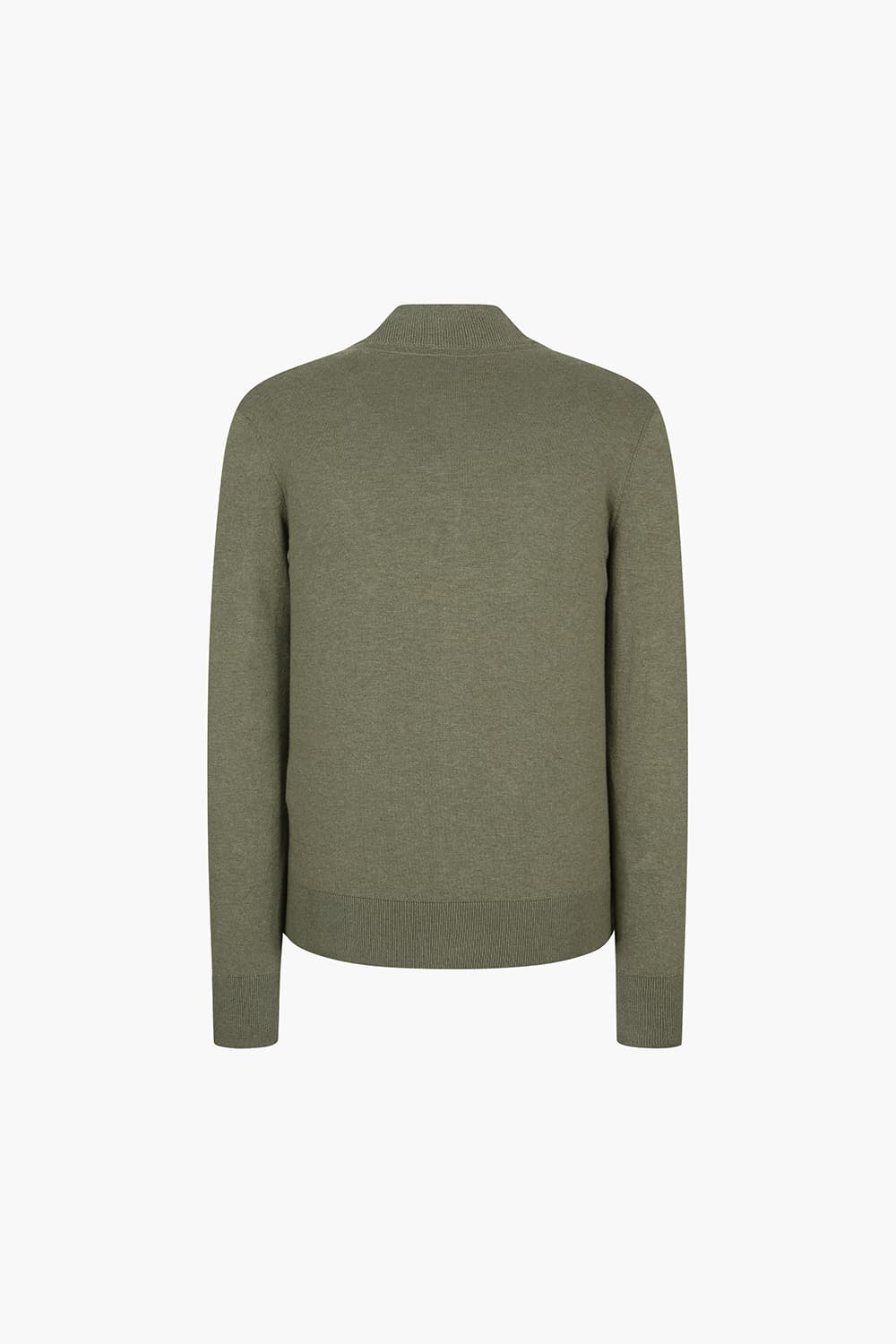 코튼 헨리넥 니트 카키 집업