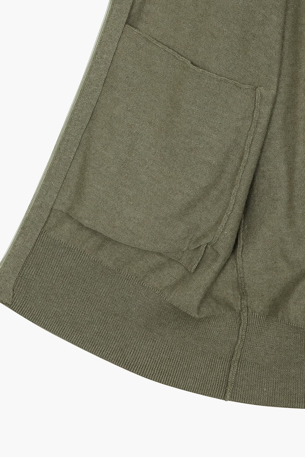 코튼 헨리넥 니트 카키 집업